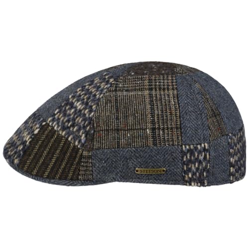 Stetson Texas Flatcap Patchwork Herren Winter Made in EU braun-blau XL (60-61 cm) von Stetson
