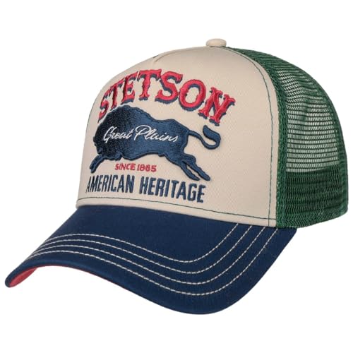 Stetson The Plains Trucker Cap Snapback Baumwolle One Size Herren Sommer Winter grün One Size von Stetson