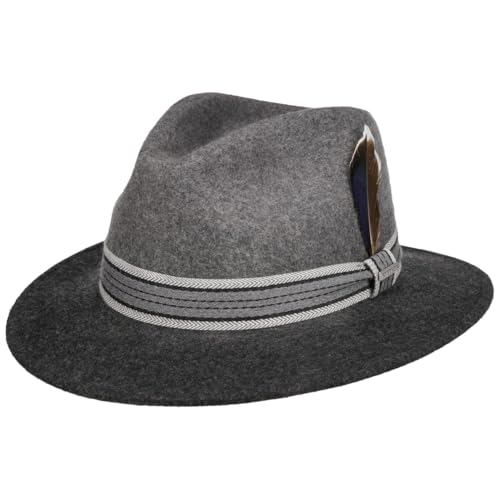 Stetson Travellerhut Wollhut mit Garniturband Herren Sommer Winter anthrazit M (56-57 cm) von Stetson