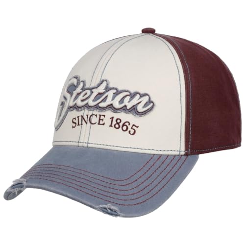 Stetson Tricolour Vintage Distressed Cap Damen/Herren One Size (56-60 cm) - Basecap aus 100% Baumwolle - Größenverstellbare Mütze - Frühling/Sommer cremeweiß One Size von Stetson