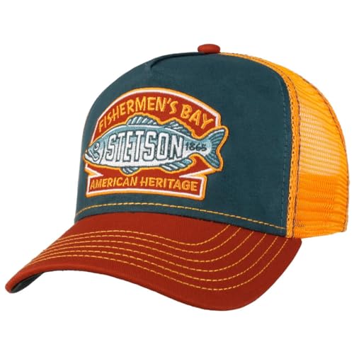 Stetson Fishermen´s Bay Trucker Cap Herren - Schirm, Front & Futter aus 100% Baumwolle - mit Mesh-Einsatz - One Size - größenverstellbar - Anglercap - Basecap Sommer/Winter orange One Size von Stetson