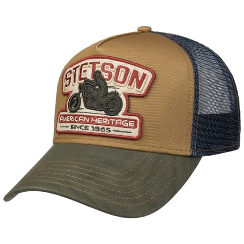 Stetson Biker Trucker Cap - Größenverstellbar - Mehrfarbige Mütze - Meshcap-Design - Stoffcap für Herren - Kollektion Frühjahr/Sommer blau One Size von Stetson