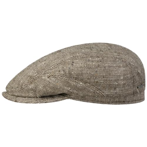 Stetson Tweed Herringbone Driver Flatcap - Modische Mütze - Schirmmütze aus Seide & Leinen Mischung - Herren - Frühjahr/Sommer braun 58 cm von Stetson