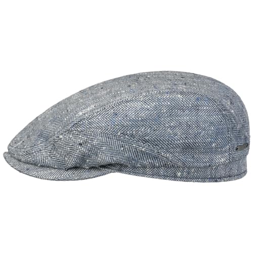 Stetson Tweed Herringbone Driver Flatcap - Modische Mütze - Schirmmütze aus Seide & Leinen Mischung - Herren - Frühjahr/Sommer blau 57 cm von Stetson