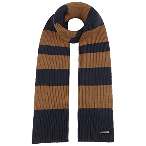 Stetson Twotone Stripes Wollschal - Gestreifter Schal - Blockstreifen-Design Schal - Kuschelig weich und warm - Made in Italy - Unisex - Herbst/Winter braun-blau One Size von Stetson