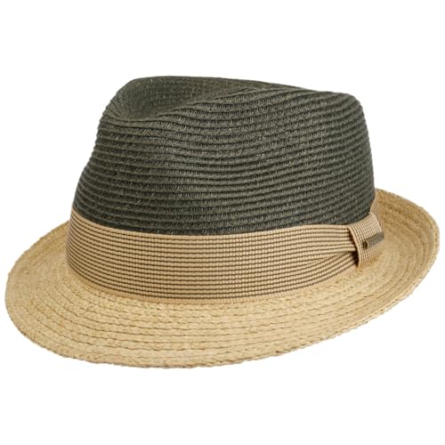 Stetson Twotone Toyo Trilby Raffiahut Strohhut Raffiastrohhut Sonnenhut Sommerhut Trilbyhut Strandhu Damen/Herren - Frühling-Sommer Sommer - XL (60-61 cm) dunkeloliv von Stetson