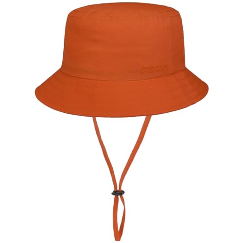 Stetson Uni Bucket Stoffhut Fischerhut Nylonhut Regenhut Sommerhut Sonnenhut Damen/Herren - mit Kinnband Frühling-Sommer - L (58-59 cm) Koralle von Stetson