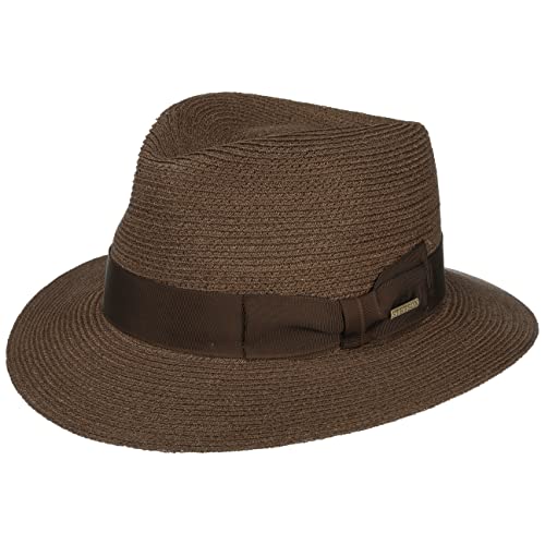 Stetson Uni Hemp Traveller Strohhut Sommerhut Sonnenhut Strandhut Travellerhut Hanfhut Damen/Herren - Made in Italy mit Ripsband Frühling-Sommer - M (56-57 cm) braun von Stetson