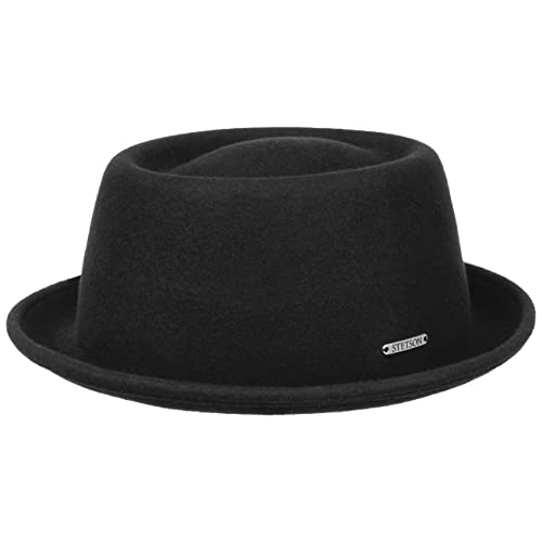 Stetson Uni Pork Pie Wollhut - Klassischer Filzhut - Hut mit Metall-Emblem - Faltbar & wasserabweisend - Herren & Damen - Ganzjährig schwarz XXL (62-63 cm) von Stetson