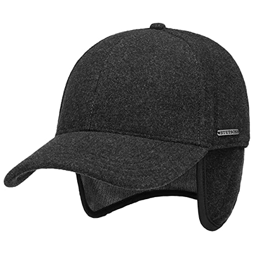 Stetson Vaby Earflap Fullcap mit Kaschmir Herren - Schirmmütze mit Nackenschutz - Baseballmütze mit Ohrenschutz - Wollcap Herbst/Winter - Wintercap anthrazit S (54-55 cm) von Stetson