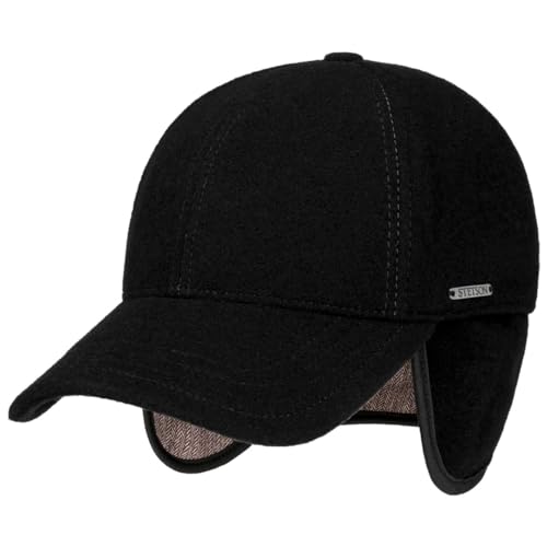 Stetson Vaby Earflap Fullcap mit Kaschmir Herren - Schirmmütze mit Nackenschutz - Baseballmütze mit Ohrenschutz - Wollcap Herbst/Winter - Wintercap schwarz L (58-59 cm) von Stetson