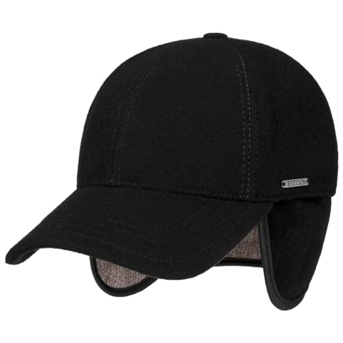 Stetson Vaby Earflap Fullcap mit Kaschmir Herren - Schirmmütze mit Nackenschutz - Baseballmütze mit Ohrenschutz - Wollcap Herbst/Winter - Wintercap schwarz XL (60-61 cm) von Stetson