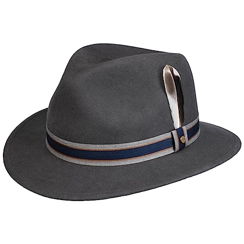 Stetson Valcourt Traveller Wollhut - Einfarbiger Hut - Wasserabweisend & knautschbar - Outdoor-Eleganz - Asahi Guard - Damen und Herren - Herbst/Winter dunkelgrau XL (60-61 cm) von Stetson