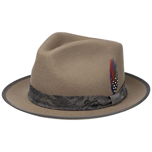 Stetson Vandrick Fedora Wollhut Wollfilzhut Filzhut Outdoorhut Herren - mit Futter Herbst-Winter - XL (60-61 cm) beige von Stetson