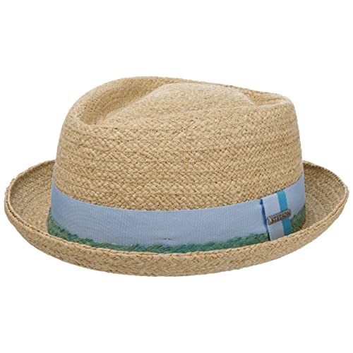 Stetson Vantella Diamond Strohhut - Einfarbiger Hut mit Kontrastband - Sommerlicher Sonnenhut mit Ripsbandgarnitur - Unisex - Frühjahr/Sommer beige M (56-57 cm) von Stetson