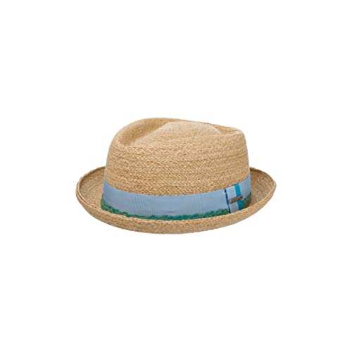 Stetson Vantella Diamond Strohhut Einfarbiger Hut mit Kontrastband Ripsbandgarnitur Unisex Frühjahr Sommer beige XL (60-61 cm) von Stetson