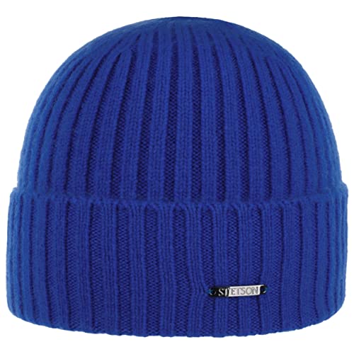 Stetson Varnell Kaschmirmütze Strickmütze Beanie Wollmütze Wintermütze Umschlagmütze Damen/Herren - mit Umschlag Herbst-Winter - One Size Royalblau von Stetson