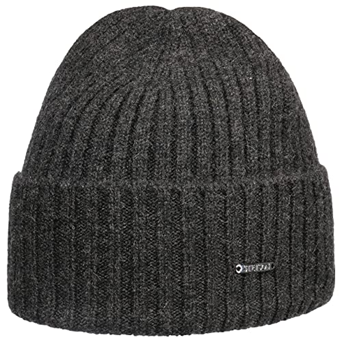 Stetson Varnell Kaschmirmütze Damen/Herren One Size (ca. 55-61 cm) - 100% Kaschmir - Wintermütze - Breiter Umschlagrand - Kuschelig warm - Länge 22 cm - Strickmütze Herbst/Winter anthrazit One Size von Stetson