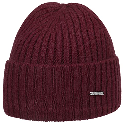 Stetson Varnell Kaschmirmütze Strickmütze Beanie Wollmütze Wintermütze Umschlagmütze Damen/Herren - mit Umschlag Herbst-Winter - One Size Bordeaux von Stetson