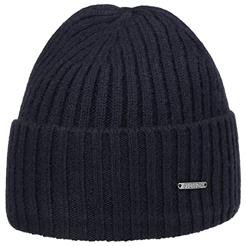 Stetson Varnell Kaschmirmütze Strickmütze Beanie Wollmütze Wintermütze Umschlagmütze Damen/Herren - mit Umschlag Herbst-Winter - One Size dunkelblau von Stetson