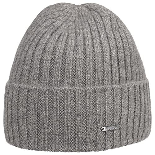 Stetson Varnell Kaschmirmütze Strickmütze Beanie Wollmütze Wintermütze Umschlagmütze Damen/Herren - mit Umschlag Herbst-Winter - One Size grau von Stetson