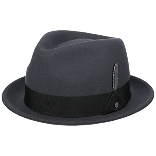 Stetson Vencaster Player Wollhut - Einfarbiger Hut aus 100% Wollfilz - Wasserabweisender Filzhut - Herbst/Winter - Unisex dunkelgrau XL (60-61 cm) von Stetson