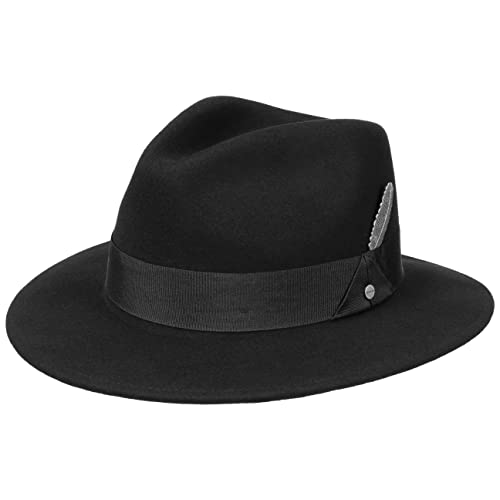 Stetson Vencaster Traveller Wollhut - Einfarbiger Hut - Outdoor-Eleganz - Wasserabweisender Outdoorhut - Unisex - Frühling bis Winter schwarz S (54-55 cm) von Stetson