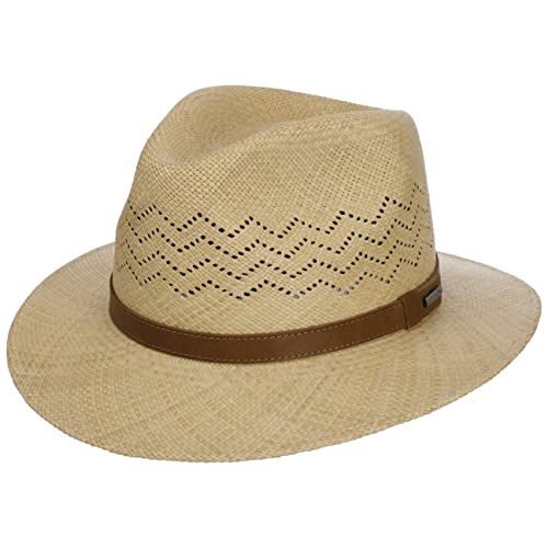 Stetson Vendrico Traveller Panamahut Strohhut Panamastrohhut Sommerhut Sonnenhut Travellerhut Herren/Damen - Made in Ecuador mit Lederband Frühling-Sommer - M (56-57 cm) Natur von Stetson