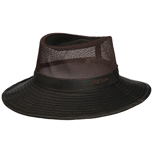 Stetson Vented Crown Stoffhut Baumwollhut Sommerhut Sonnenhut Safarihut Herren - Frühling-Sommer - M (56-57 cm) Dunkelbraun von Stetson