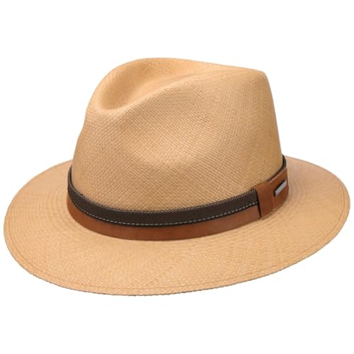 Stetson Vermaron Traveller Panamahut - Naturfarbener Hut mit Garniturband aus Leder - Made in Ecuador - UV-Schutz 40+ - Herren - Frühjahr/Sommer Natur XL (60-61 cm) von Stetson