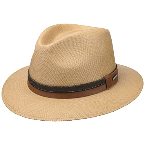 Stetson Vermaron Traveller Panamahut Naturfarbener Hut mit Garniturband aus Leder Made in Ecuador Herren Frühjahr Sommer UV-Schutz 40+ Natur XL (60-61 cm) von Stetson