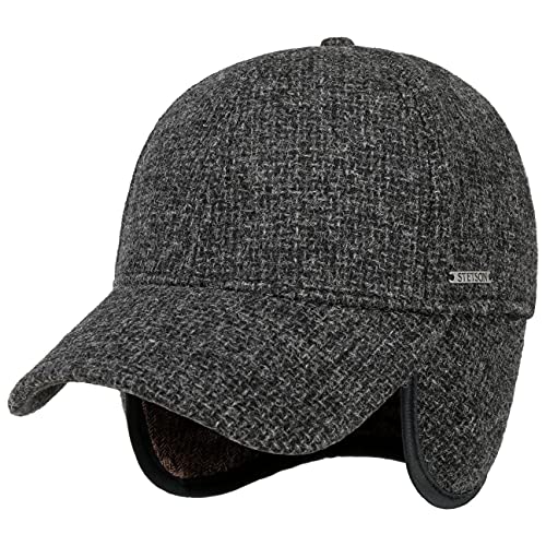 Stetson Vilson Wool Cap mit Ohrenklappen Herren - Aus 100% Wolle - Gefüttert mit Baumwolle - Schirmmütze mit Ohren- und Nackenklappe - Wollmütze mit Schirm - Kappe Herbst/Winter anthrazit S (54-55 cm) von Stetson