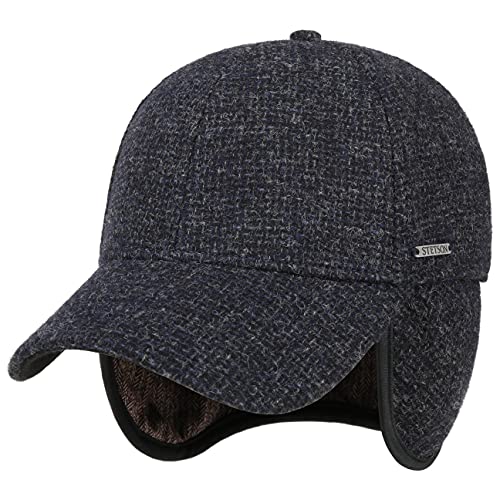 Stetson Vilson Wool Cap mit Ohrenklappen Basecap Baseballcap Wollcap Wintercap Ohrenschutz Herren - Hinten geschlossen, Schirm, Ohrenklappen, Futter Herbst-Winter - XXL (62-63 cm) dunkelblau von Stetson