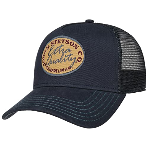 Stetson Vintage Brushed Twill Trucker Cap - Retro-Design Basecap - Lässige Meshcap für Damen und Herren - Frühjahr bis Winter blau One Size von Stetson