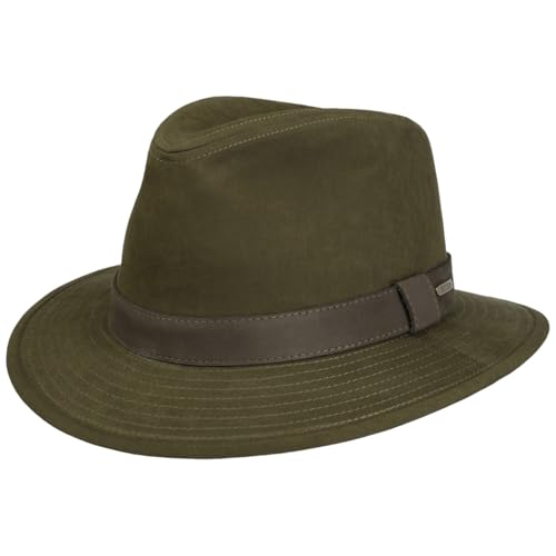 Stetson Waxed Traveller Stoffhut Ledergarnitur Sommer Winter Herren Oliv XXL (62-63 cm) von Stetson
