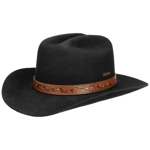 Stetson Open Road Westernhut Wollhut Herren Sommer Winter schwarz L (58-59 cm) von Stetson