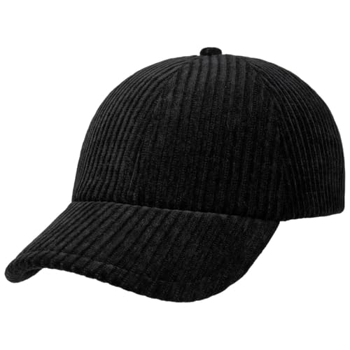 Stetson Wide-Wale Cordcap Basecap Baseballcap Herren - Snapback, mit Schirm Frühling-Sommer Herbst-Winter Frühjahr Sommer Herbst Winter - One Size schwarz von Stetson