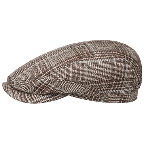 Stetson Wool Silk Check Flatcap - Schirmmütze aus Schurwolle & Seide - Elegante Schiebermütze - Kariertes Design - Made in Germany - Herren - Ganzjährig braun 57 cm von Stetson