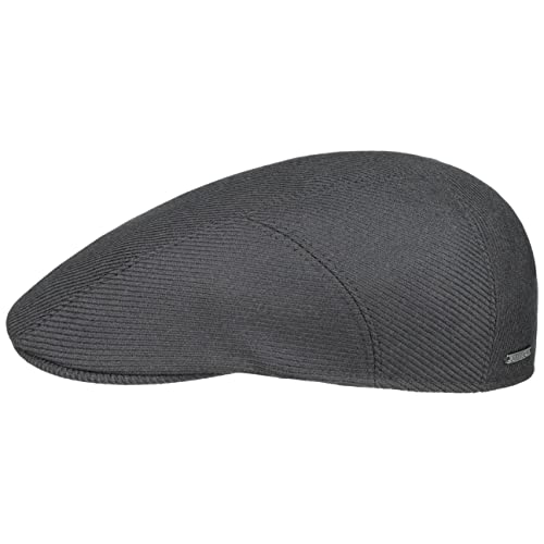 Stetson Wool Twill Flatcap Elegante Schiebermütze Unifarben Herren Made in Germany Herbst/Winter dunkelgrau 59 cm von Stetson