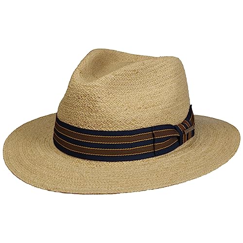 Stetson Yescott Traveller Raffiahut - Naturfarbener Hut - Gestreiftes Garniturband - UV-Schutz 40 - Damen und Herren - Frühjahr/Sommer Natur M (56-57 cm) von Stetson