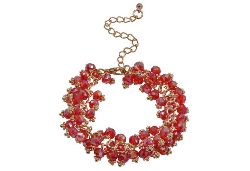 Steuer Armband Armband goldfarben mit roten Glassteinen von Steuer