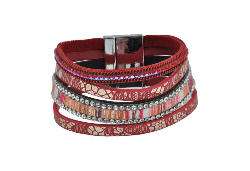 Steuer Armband Velour rot 4-reihig von Steuer