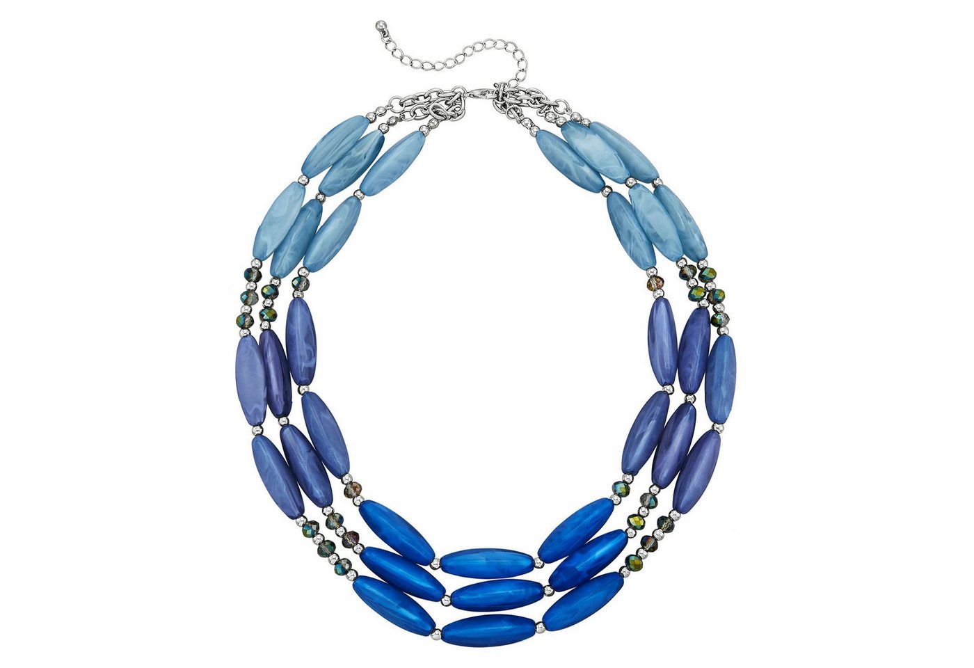 Steuer Collierkettchen Acryl blau Metal glanz Karabiner von Steuer