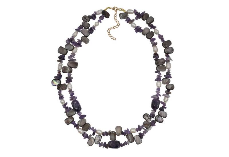 Steuer Collierkettchen Collier 2-reihig Amethyst,Perlen und Muschel von Steuer