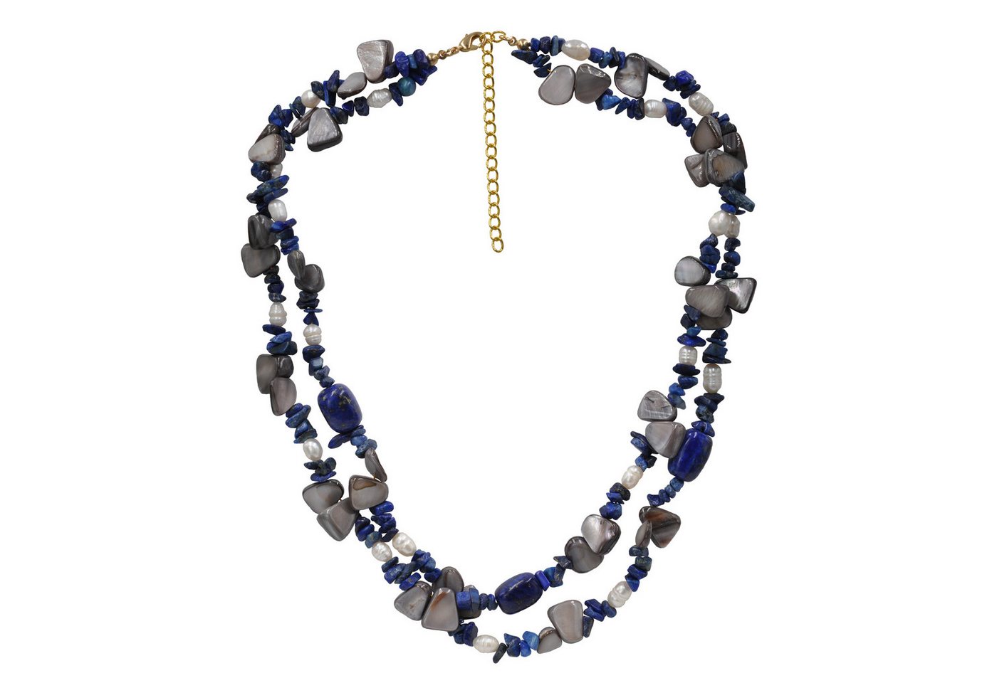 Steuer Collierkettchen Collier 2-reihig Sodalith,Perlen und Muschel von Steuer