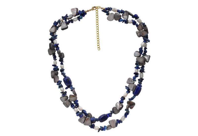Steuer Collierkettchen Collier 2-reihig Sodalith,Perlen und Muschel von Steuer