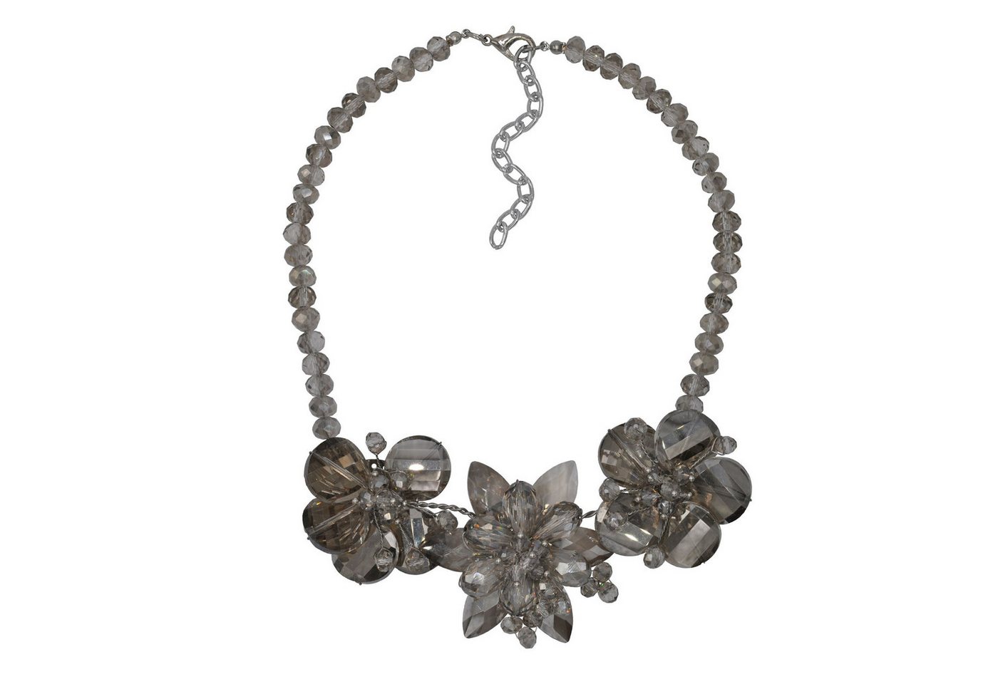 Steuer Collierkettchen Glänzend Glasstein grau Karabiner von Steuer