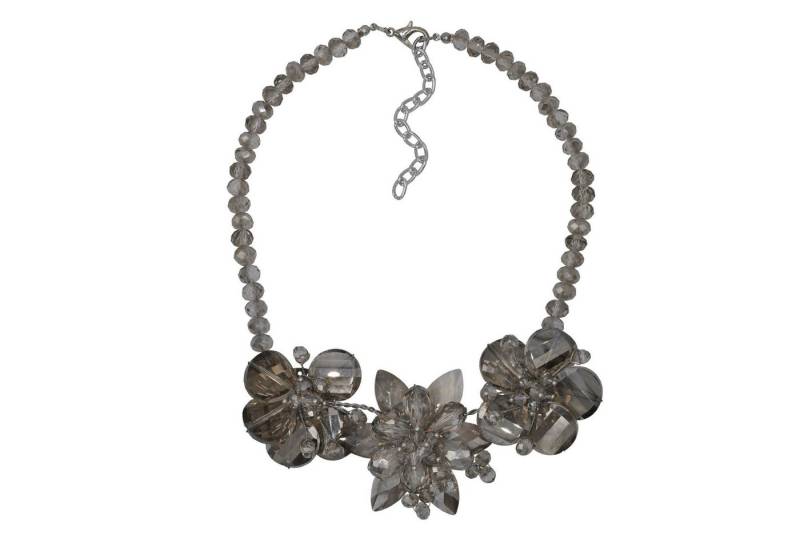 Steuer Collierkettchen Glänzend Glasstein grau Karabiner von Steuer