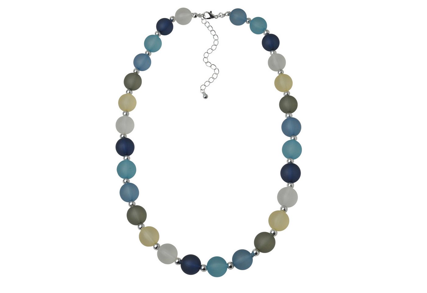 Steuer Collierkettchen Kunststoffkugeln in blau-grün-weiß-gelb von Steuer