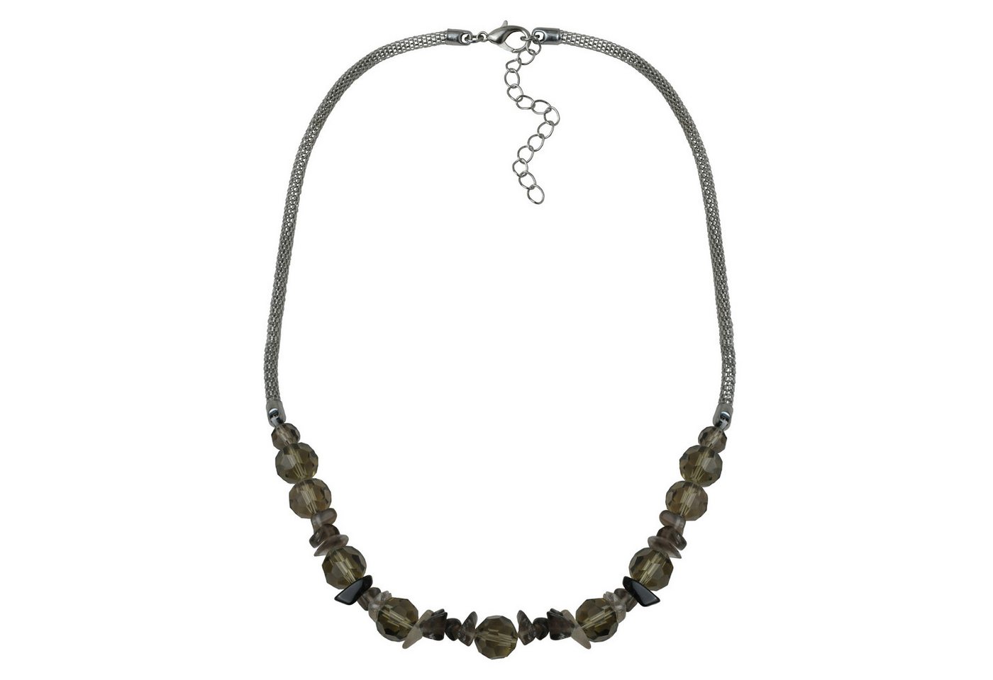 Steuer Collierkettchen Meshkette silberfarben Rauchquarz von Steuer